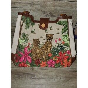 Vintage Jungle Print Large Shoulder Bag
